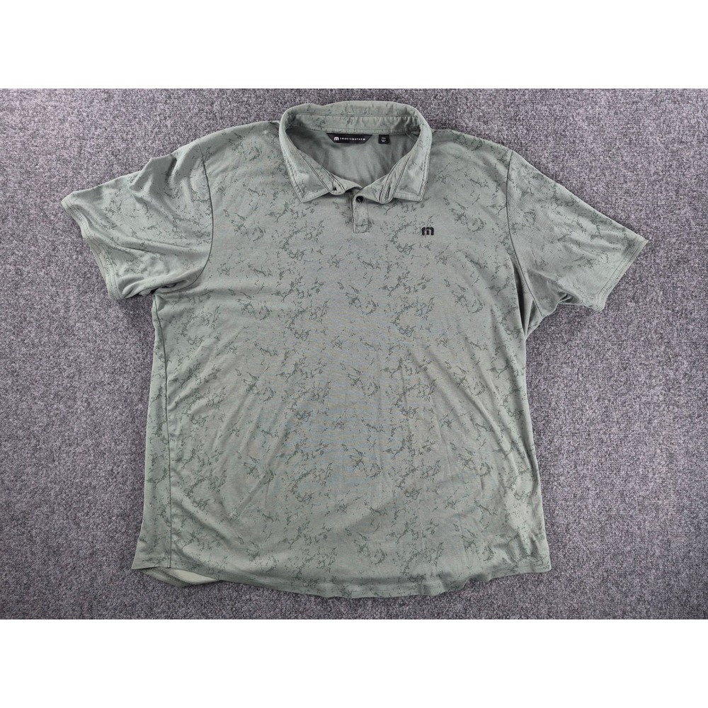 Travis Mathew Mens XXXL Green Abstract Marble Print Short Sleeve Polo Golf Shirt - Picture 4 of 8